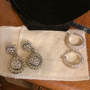 2prs Monet stamped pierced earrings